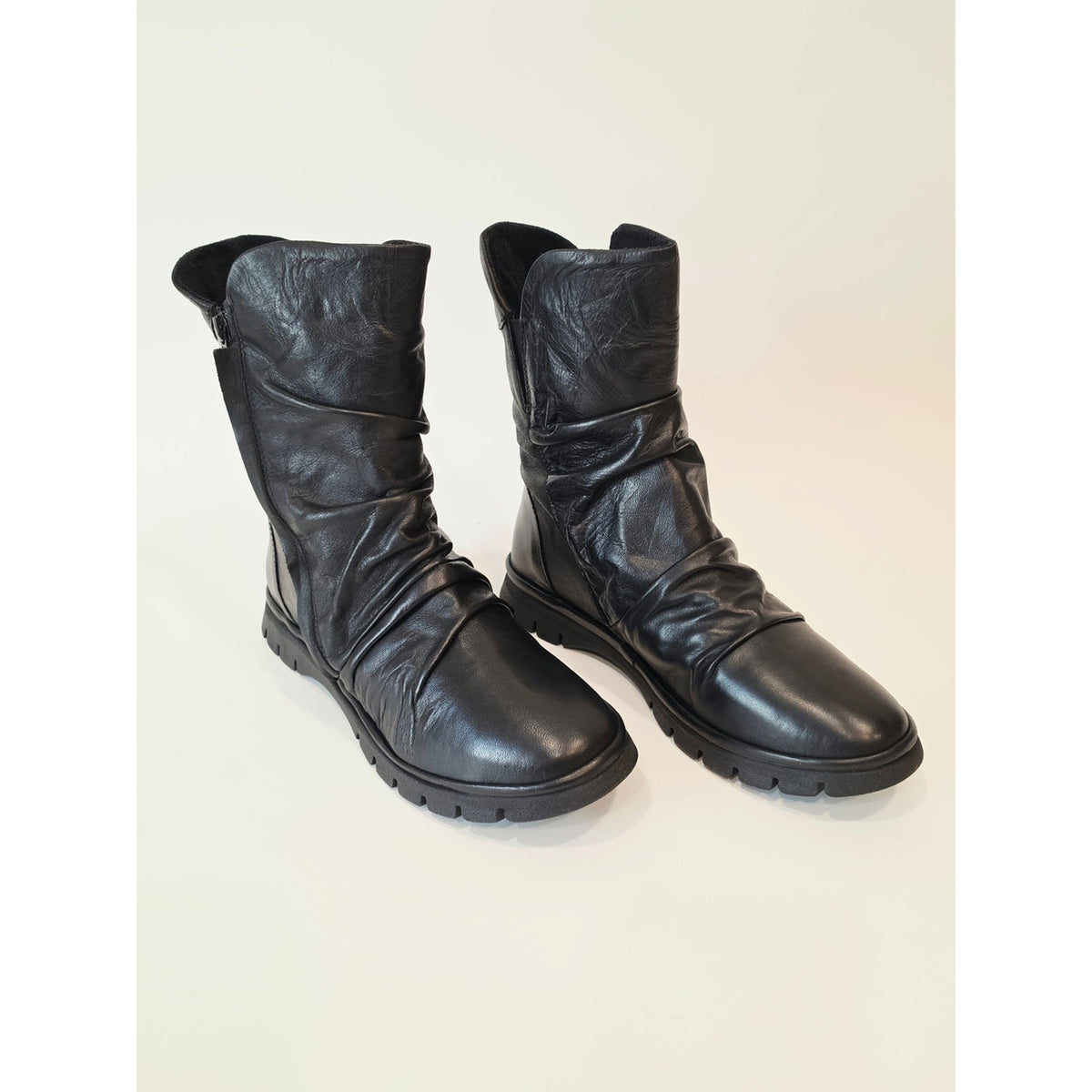 Miz Mooz Delena Black Slouchy Ruched Boots