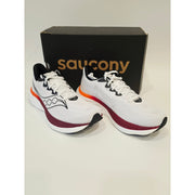 Saucony Ride 19 Men’s White Running Shoes Burgundy & Orange Accent US Size 10