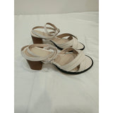 Journee Collection Cream Strappy Block Heel