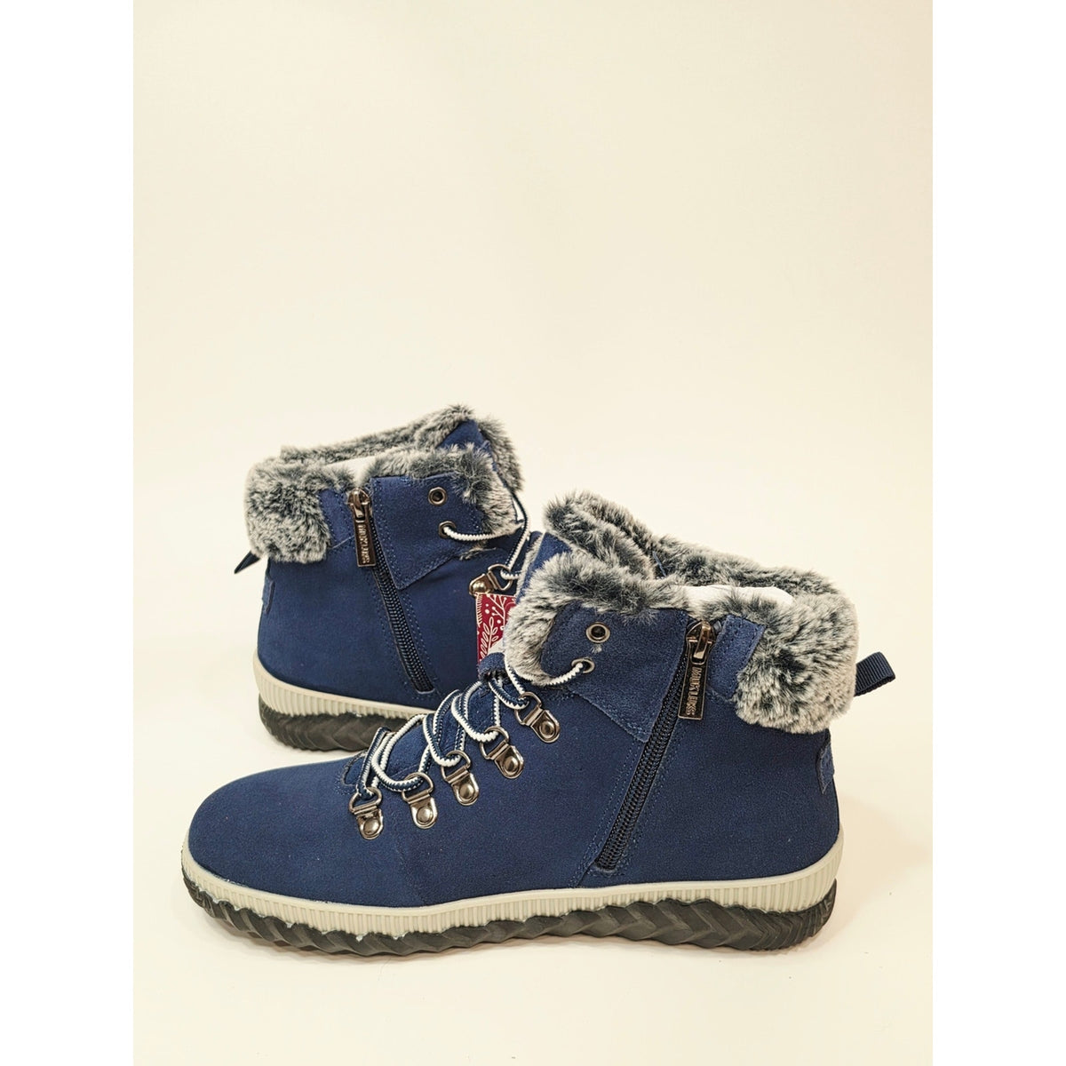 Muk Luks Walker Suede Lace-Up Hiker Boots in navy blue