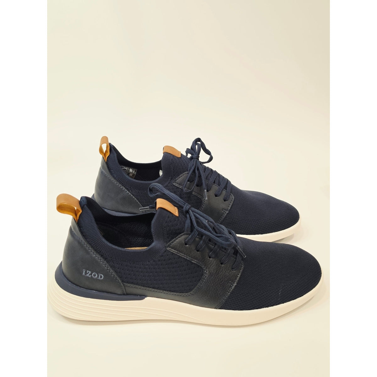 Izod Bannister Navy and Tan Low-Top Knit Lace-Up Sneakers