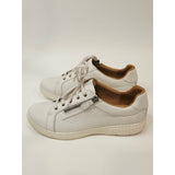 Clarks Women's Caroline Ella Sneakers in White Leather. Wide Size.