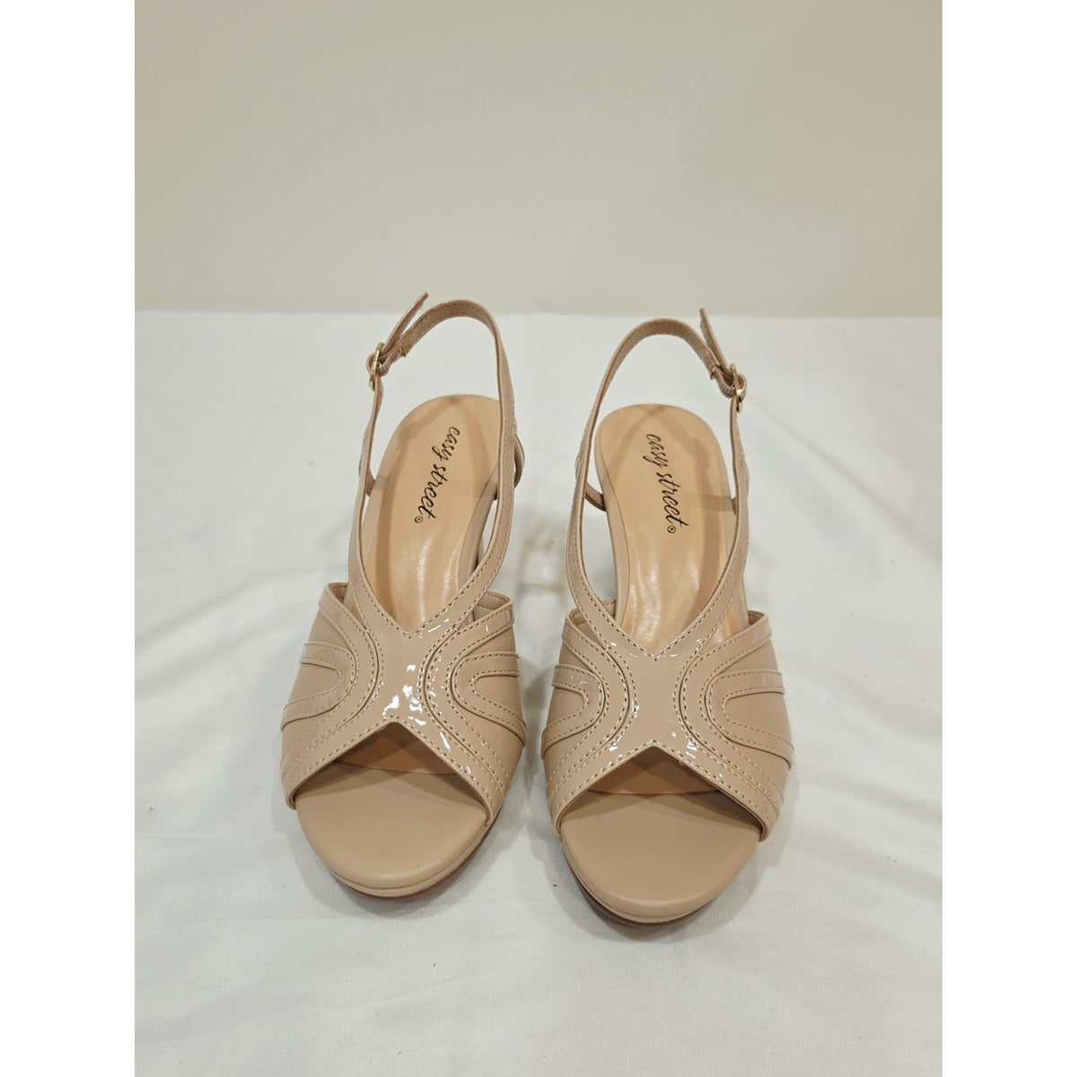 easy street Starlight Nude Slingback Peep-Toe Heels