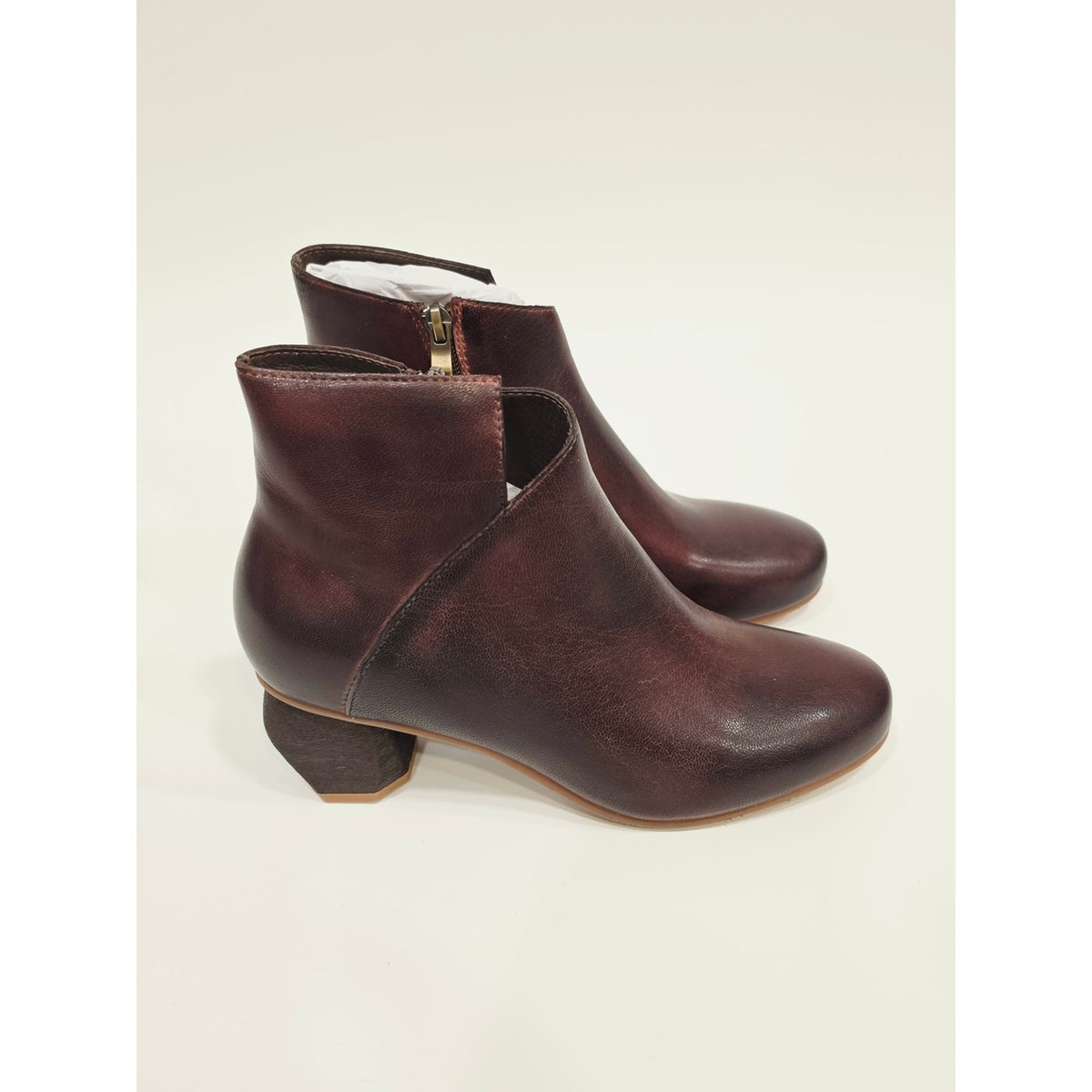Antelope Perrin P16 Coffee Leather Ankle Booties/Side Zip - EU 38 US Size 7.5