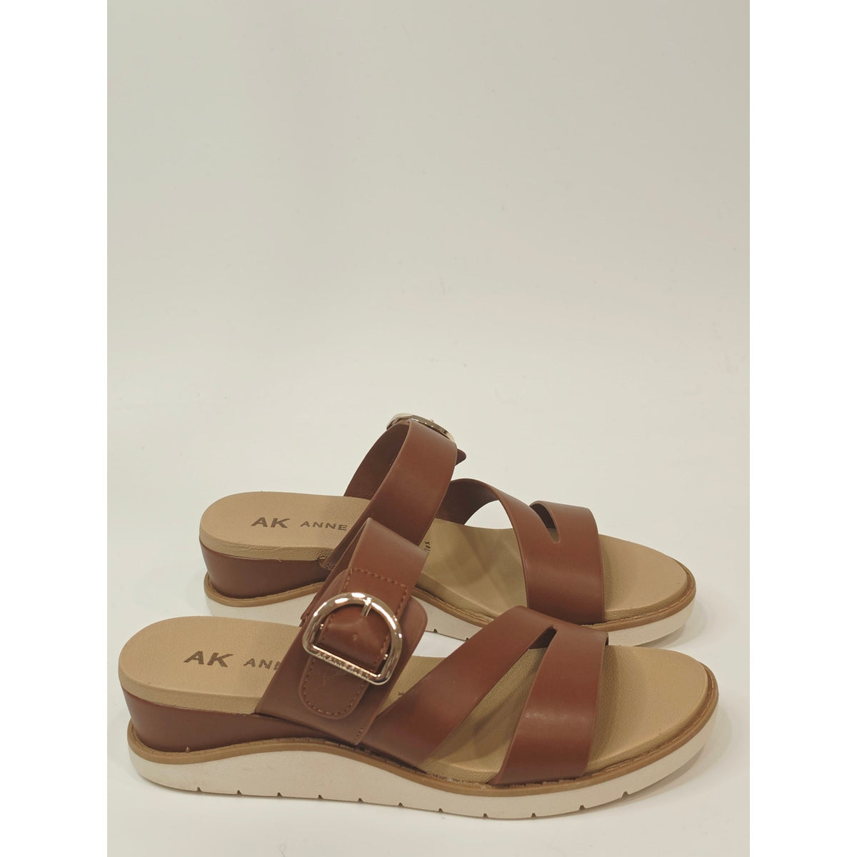 Anne Klein Lalasa Women’s Cognac Strappy Wedge Sandals with Buckle