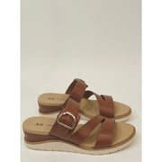 Anne Klein Lalasa Women’s Cognac Strappy Wedge Sandals with Buckle