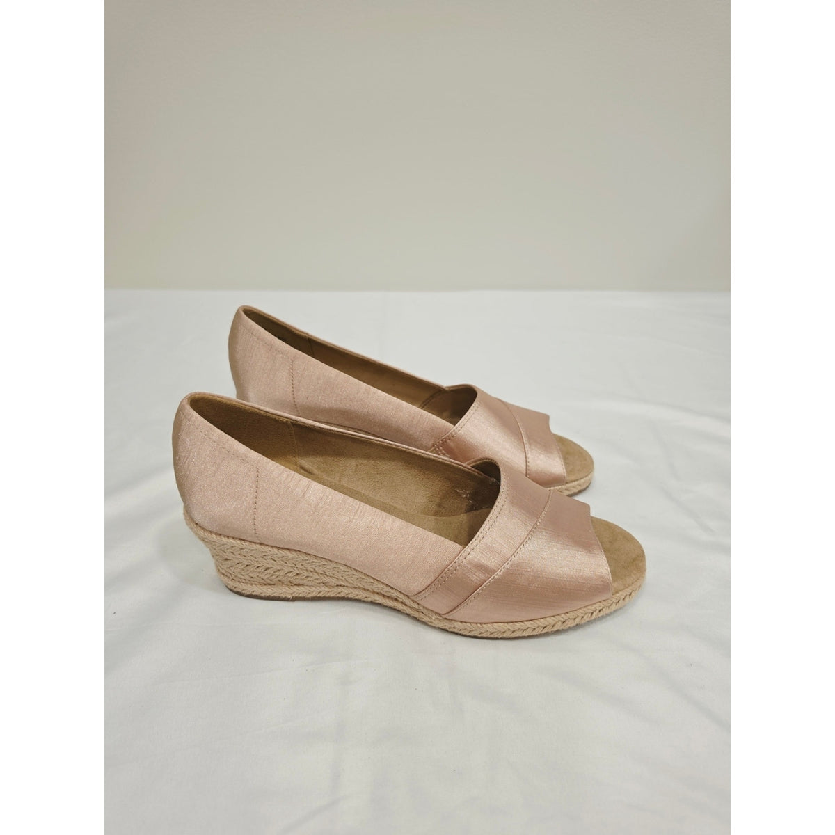 easy street Natural Jasper Peep-Toe Wedge Espadrilles