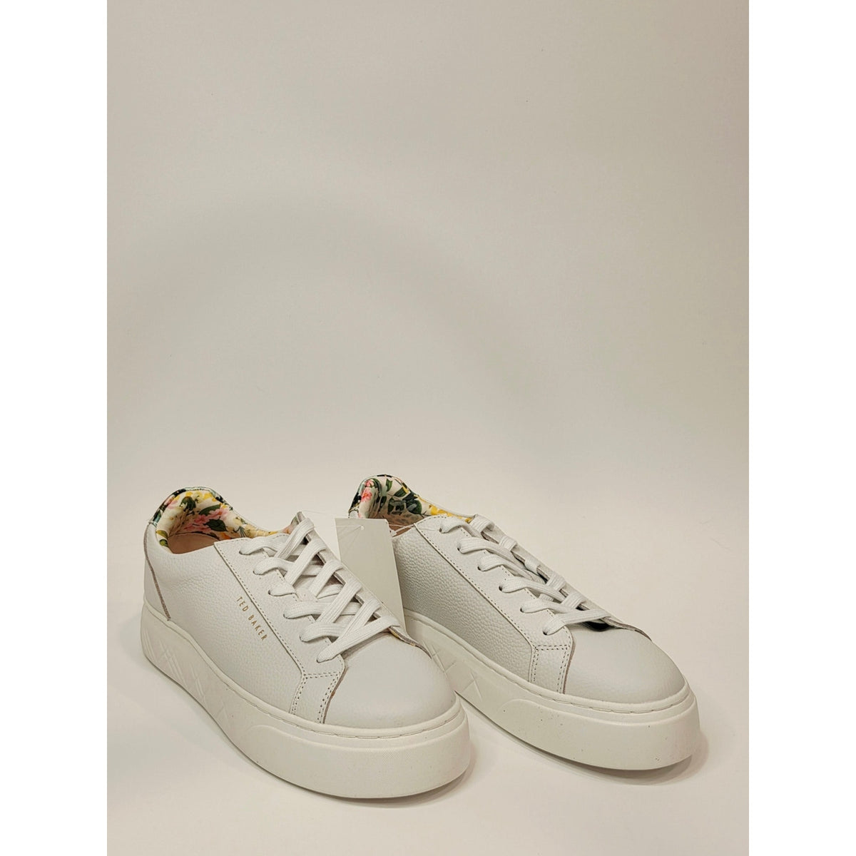 Ted Baker White Leather Sneakers with Floral Lining