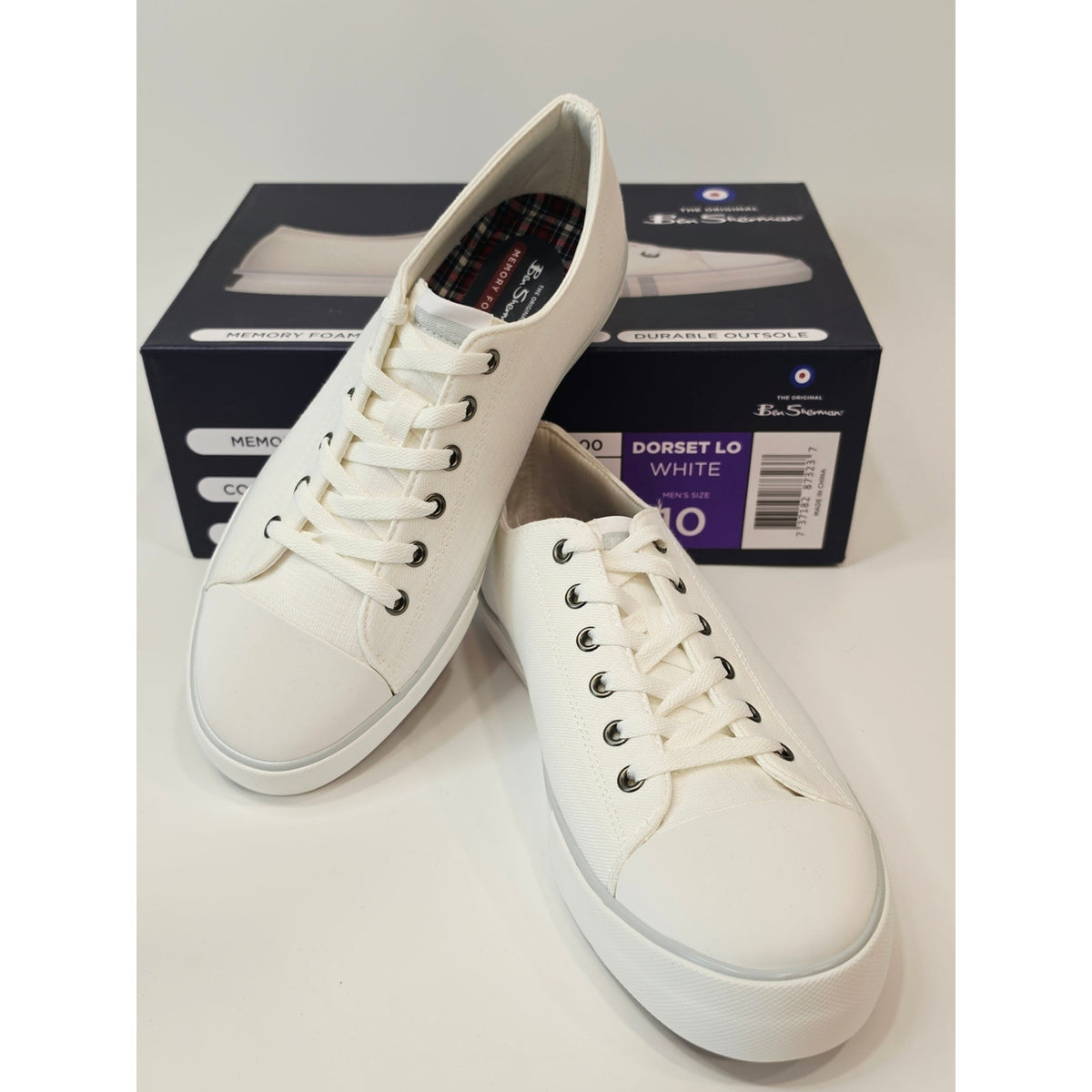 Ben Sherman Dorset Lo Men’s White Canvas Sneakers – Size 10