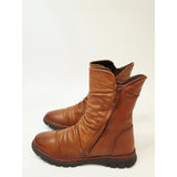 Miz Mooz Delena Ruched Leather Mid-Shaft Boots in brandy EU 38 US 7.5-8