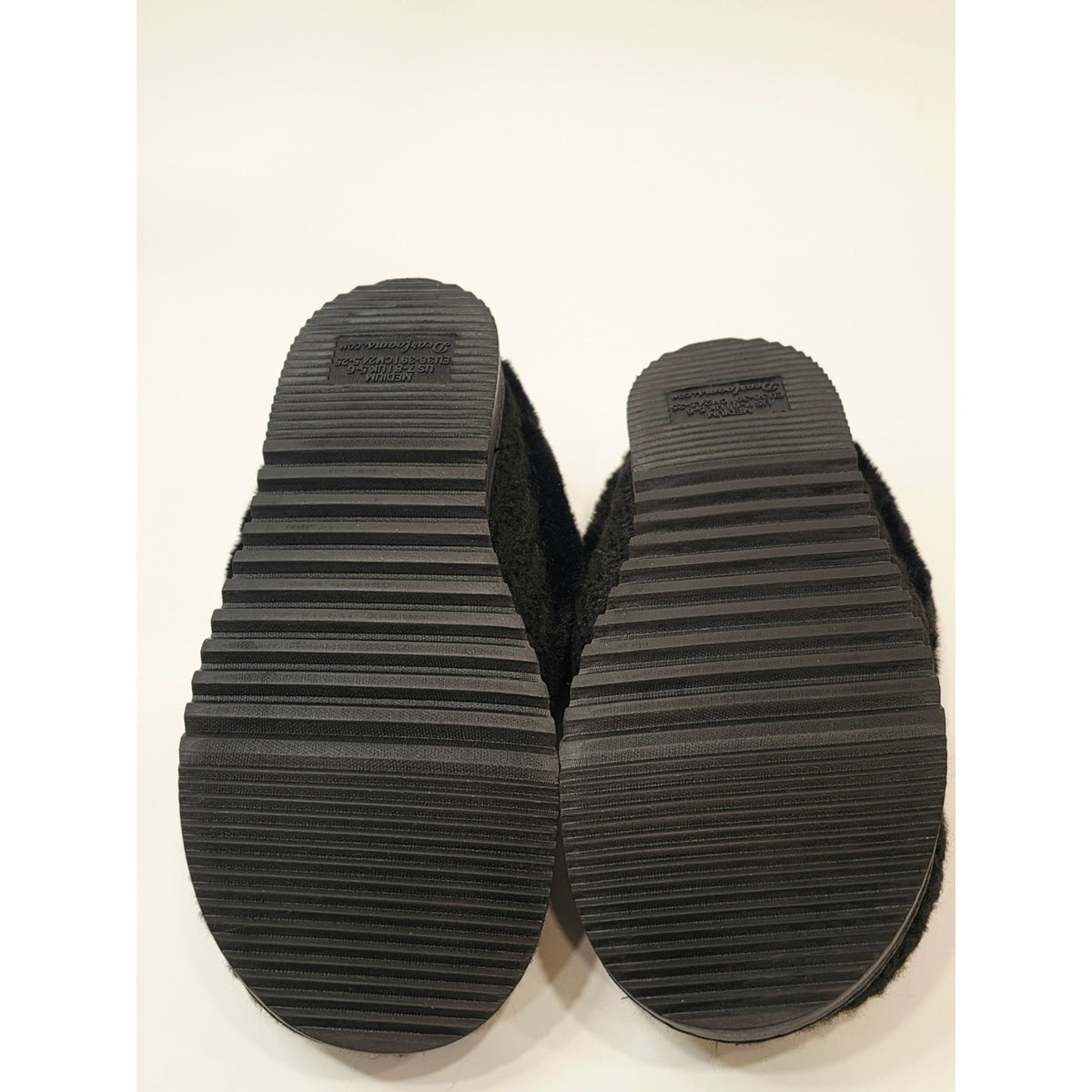 Dearfoams Hannah Knit Clog Slippers Womens Black Faux Fur Size Medium 7-8