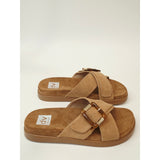 DV by Dolce Vita Usha/Rusha1 Women’s Tan Faux Suede Buckle Slide Sandals