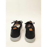 Izod Bannister Black Knit Sneakers with Tan Pull Tabs