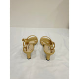 easy street Gold Satin Delite Slingback Heels with Rhinestone Band