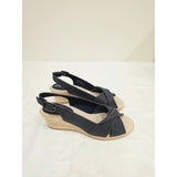 easy street Maureen Navy Crisscross Slingback Espadrille Wedges with Jute Sole