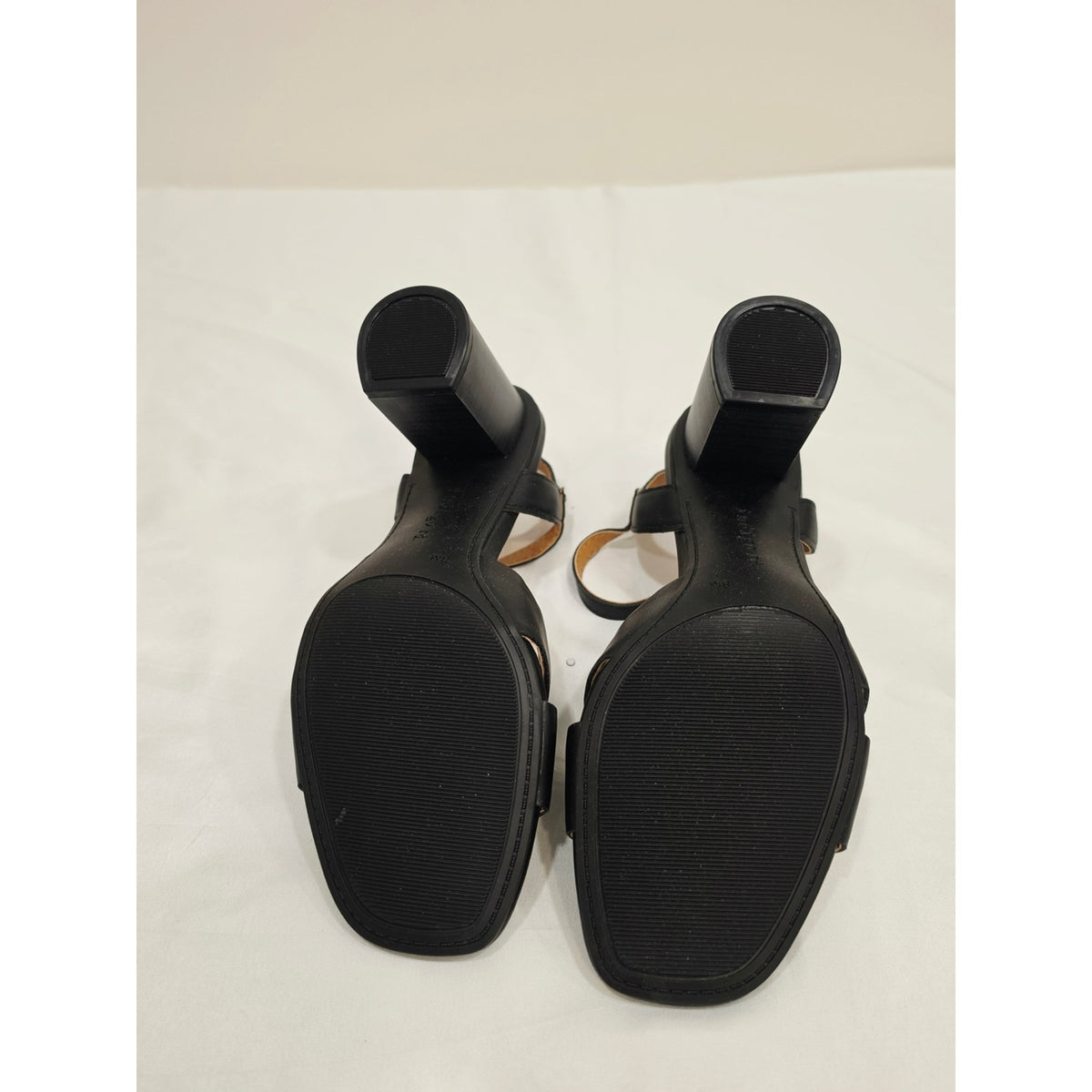 Indigo Black Strappy Block Heel Sandals with Ankle Strap