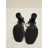 Indigo Black Strappy Block Heel Sandals with Ankle Strap