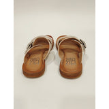 Miz Mooz Women's Florra Linen Color Leather and Suede Slide Sandal