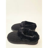 Dearfoams Hannah Knit Clog Slippers Womens Black Faux Fur Size Medium 7-8