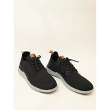 Izod Bannister Black Knit Sneakers with Tan Pull Tabs