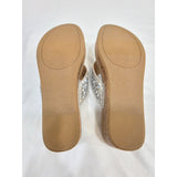 Pop Strllara Silver Glitter Cork Wedge Thong Sandals for Women