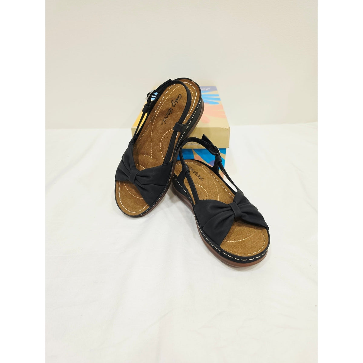 easy street Black Jupiter Knot-Front Slingback Sandals