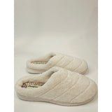 Dearfoams Women’s Leslie Quilted Terry Clog Slippers – Muslin White  Size M 7–8