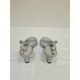 easy street Silver Satin Delite Rhinestone Slingback Heels