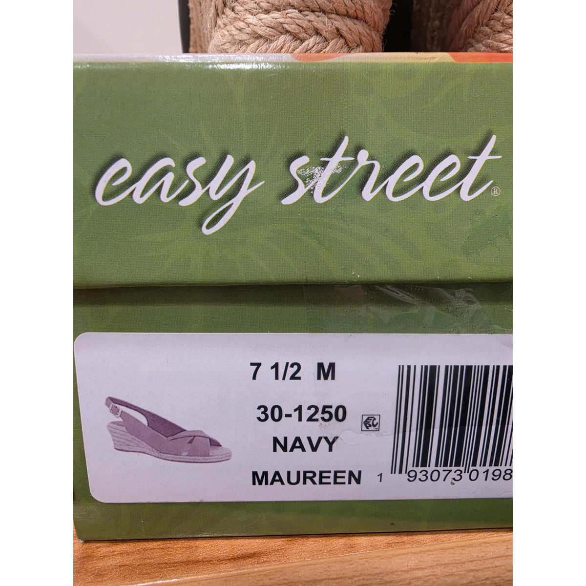 easy street Maureen Navy Crisscross Slingback Espadrille Wedges with Jute Sole