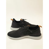 Izod Bannister Black Knit Sneakers with Tan Pull Tabs