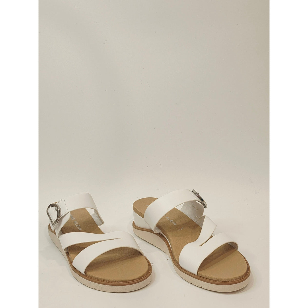 Anne Klein Lalasa Wedge Strappy Sandal White Womens US 8.5