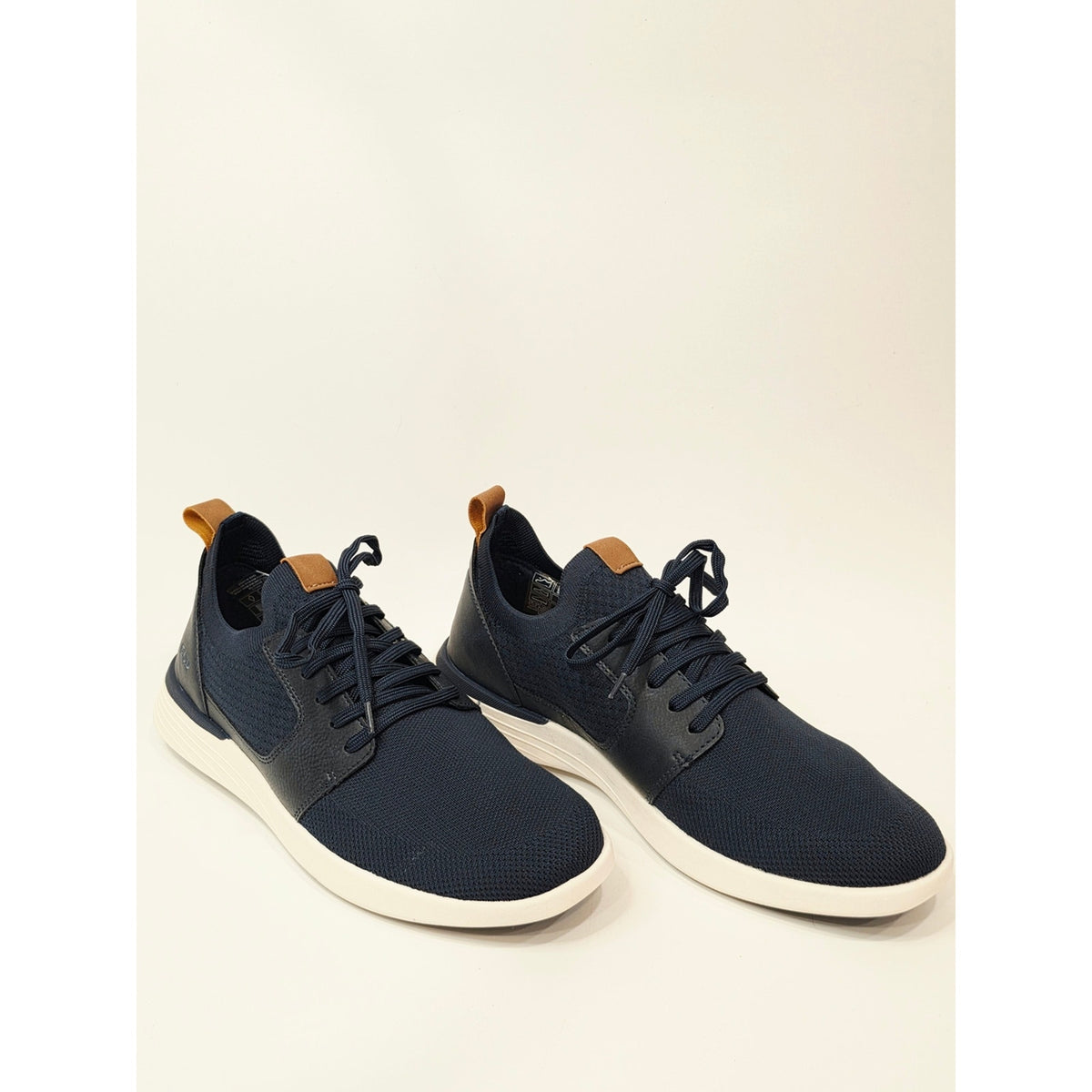 Izod Bannister Navy and Tan Low-Top Knit Lace-Up Sneakers