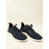 Izod Bannister Navy and Tan Low-Top Knit Lace-Up Sneakers
