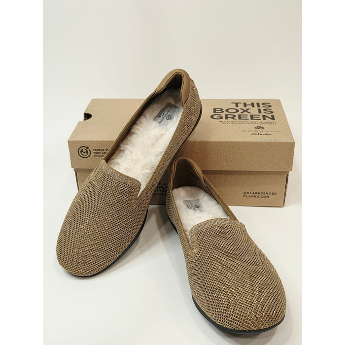 Clarks Cloudsteppers Washable Knit Slip-Ons in the style Carly Dream Fur in gold