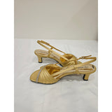 easy street Gold Satin Delite Slingback Heels with Rhinestone Band