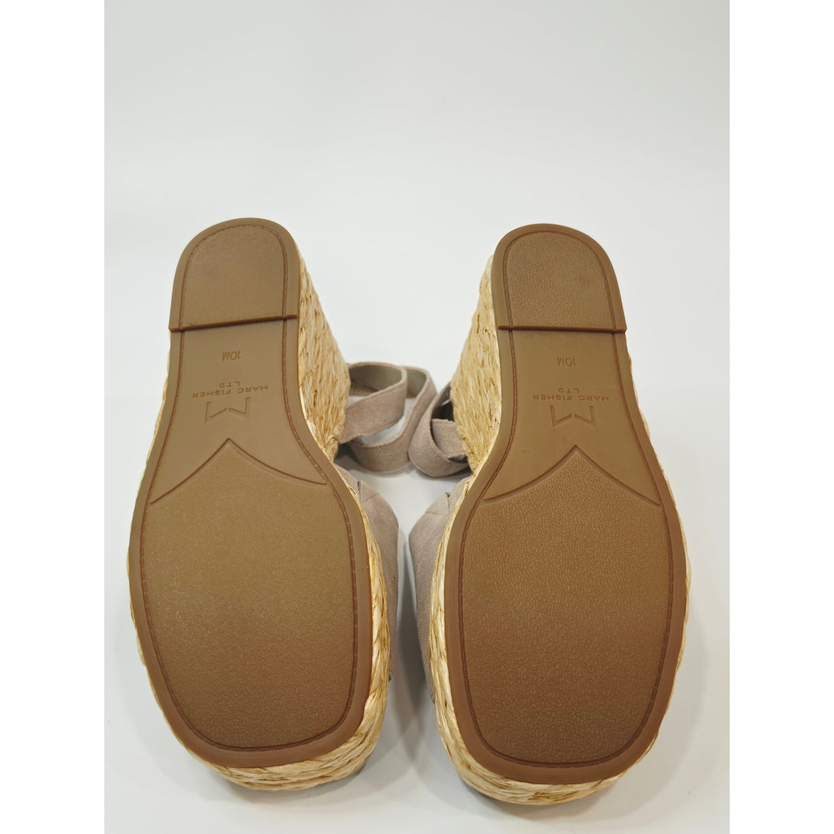 Marc Fisher Nelly Espadrille Wedge Sandals Natural Suade Women's Size 10