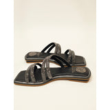 Vince Camuto Peomi Black Crystal-Strap Slide Sandals