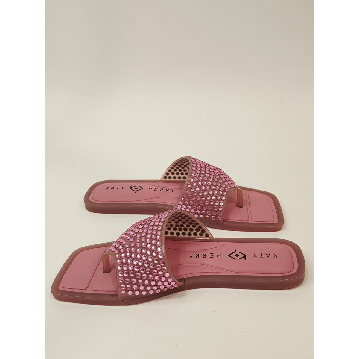Katy Perry The Geli Slide Thong Rhinestone Slide Sandals in Pink Women's 6M
