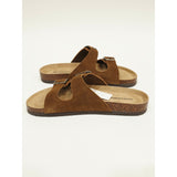 Khombu Ashville Women's Brown Suede Double Buckle Slide Sandals