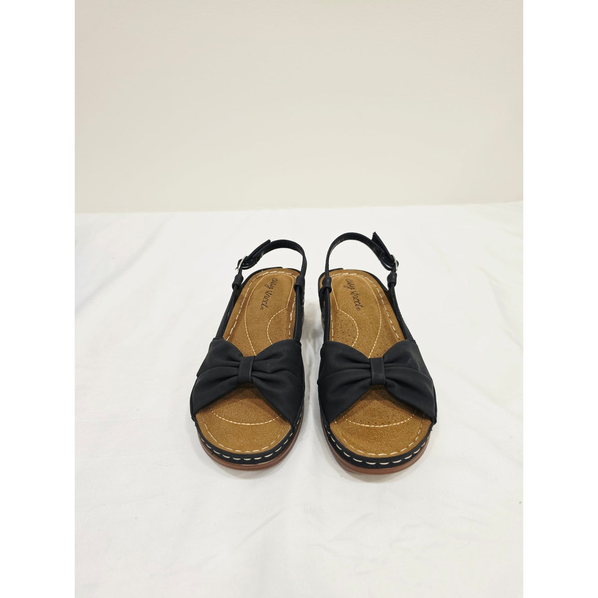 easy street Black Jupiter Knot-Front Slingback Sandals