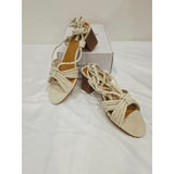 Journee Collection Railee Off White Braided Lace-Up Block Heel Sandal