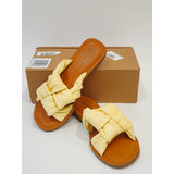 Journee Collection Kianna Light Yellow Knotted Slide Sandals