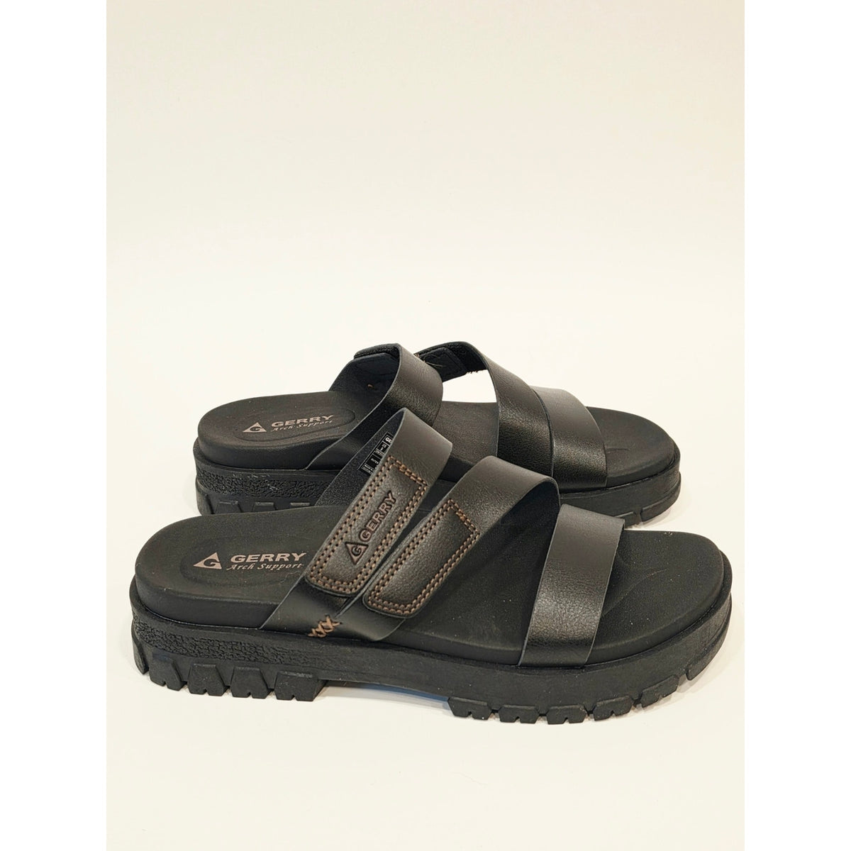 Gerry Choclo Black Women's Triple-Strap Slide Sandals