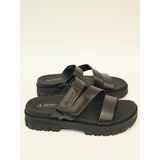 Gerry Choclo Black Women's Triple-Strap Slide Sandals