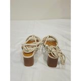 Journee Collection Railee Off White Braided Lace-Up Block Heel Sandal