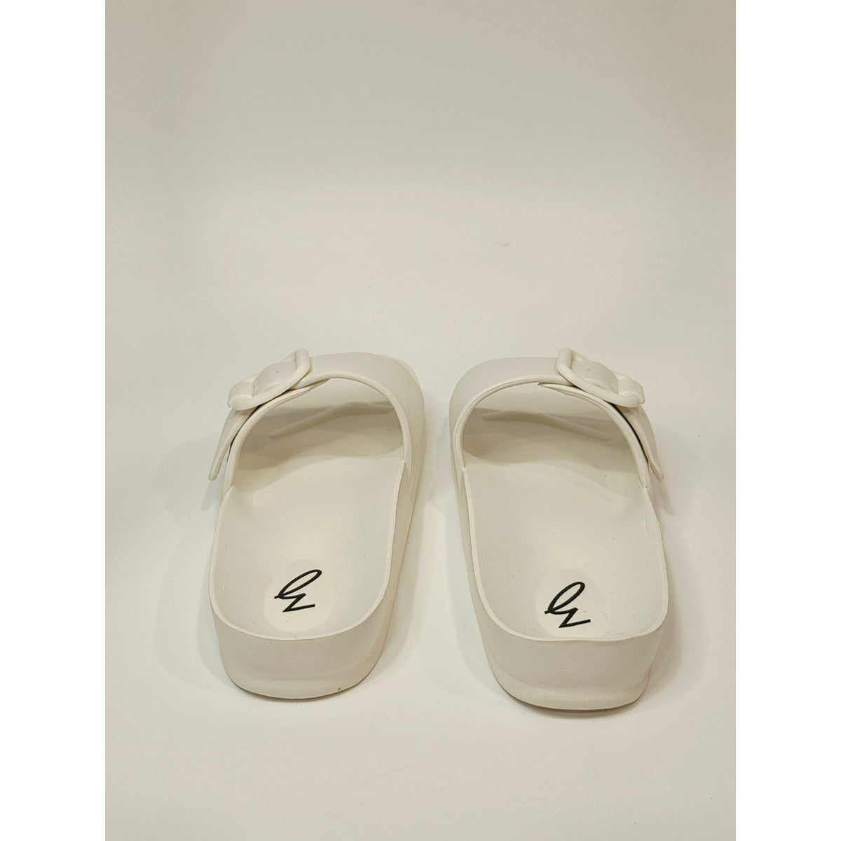 Zodiac Desert White Slide Sandals with Buckle Accent