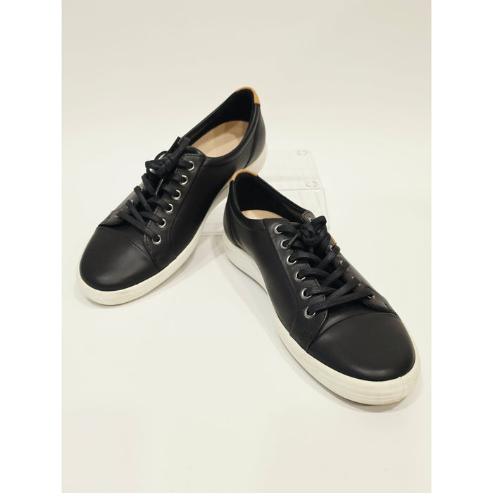 Ecco Soft 7 Black Leather Sneakers Tab