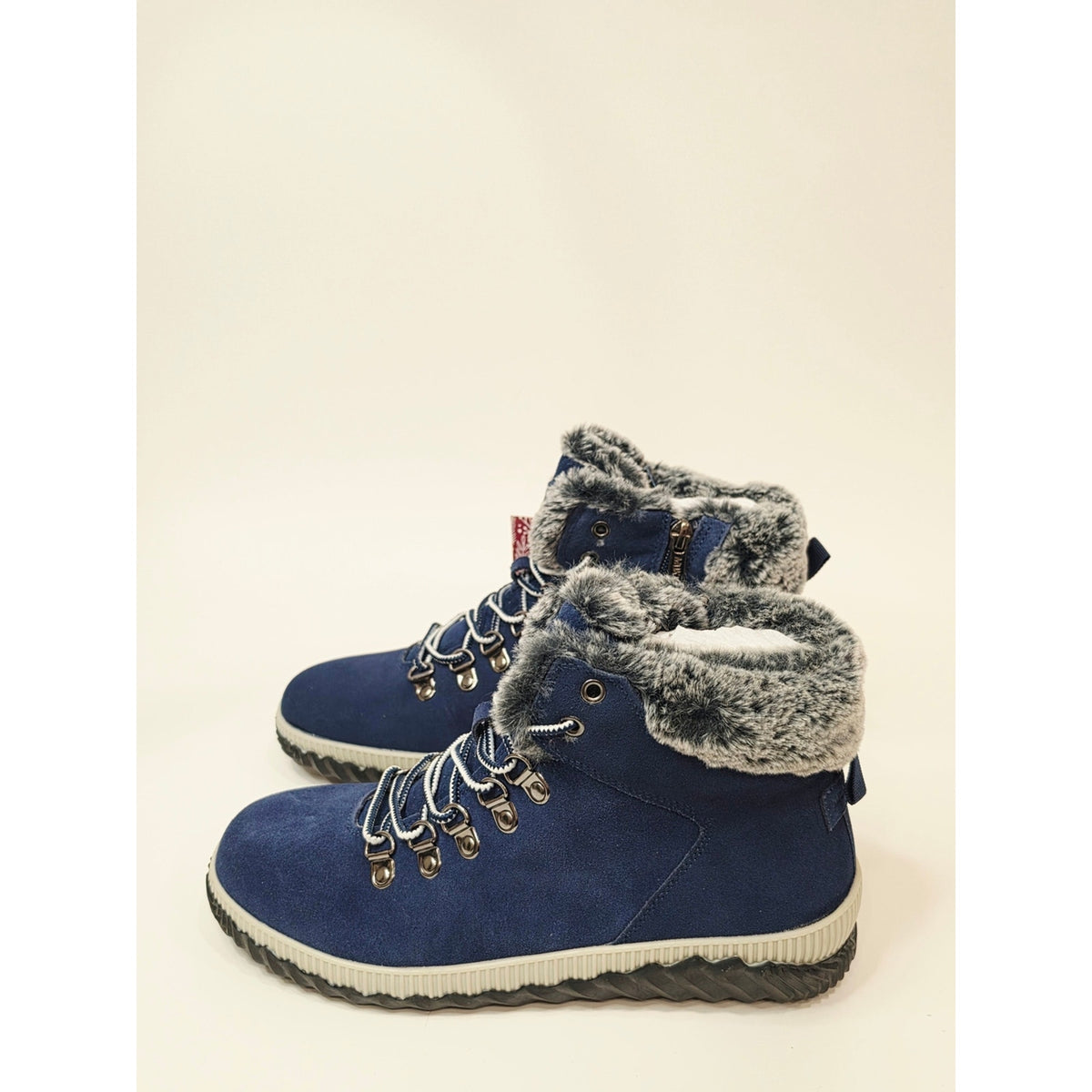 Muk Luks Walker Suede Lace-Up Hiker Boots in navy blue