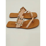 SCHUTZ Malie Flat Pink Textured Toe-Loop Sandals
