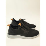 Izod Bannister Black Knit Sneakers with Tan Pull Tabs